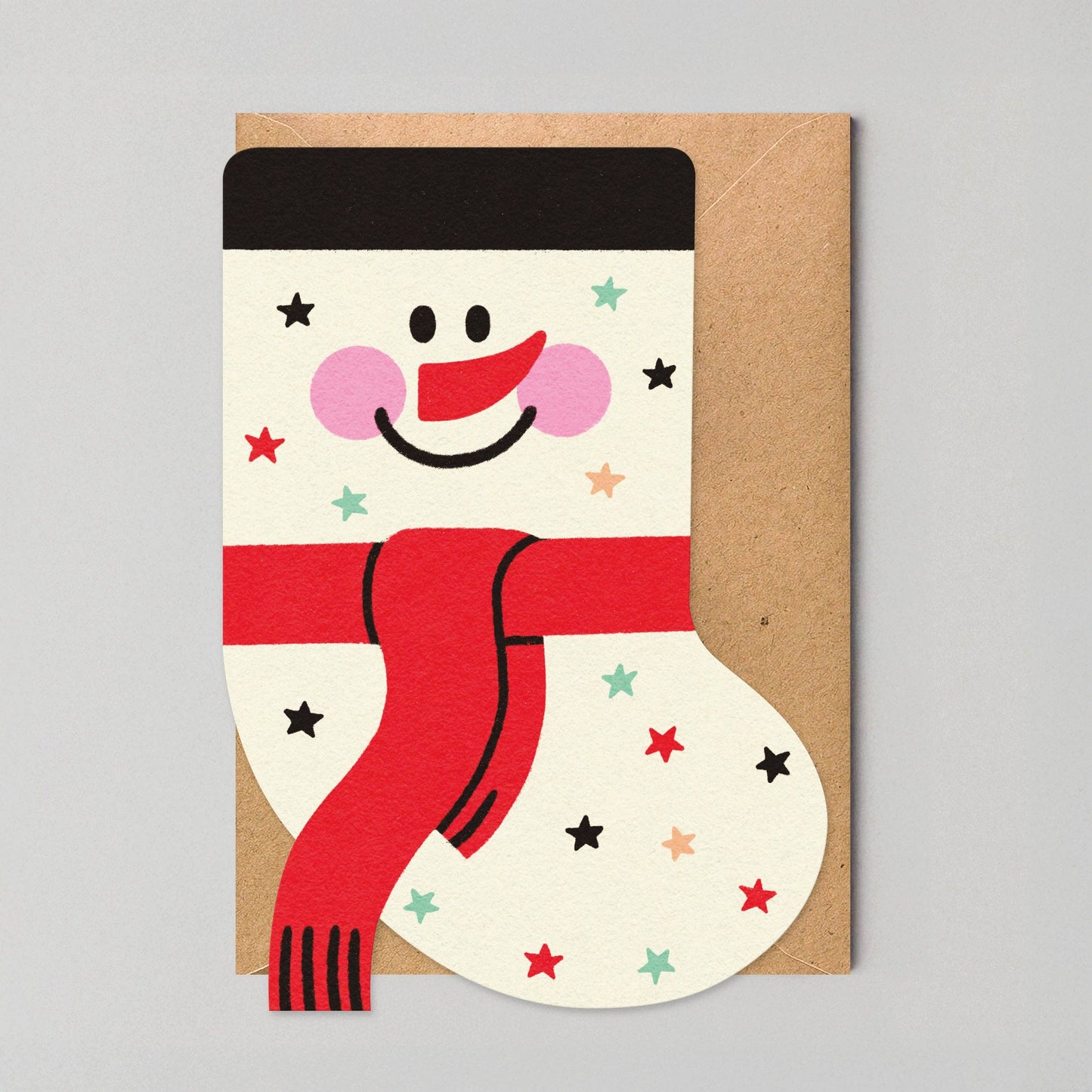 Snowman Stocking - Die Cut Christmas Card
