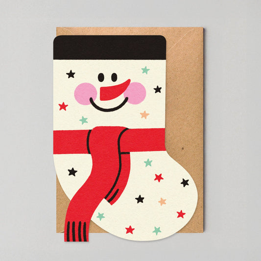 Snowman Stocking - Die Cut Christmas Card