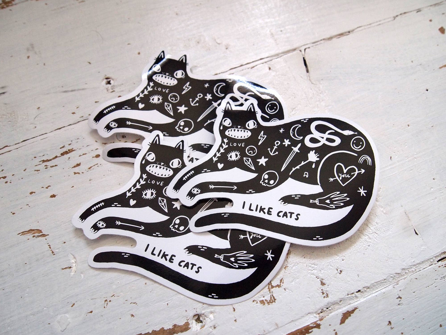 Black Tattoo Cat - Sticker