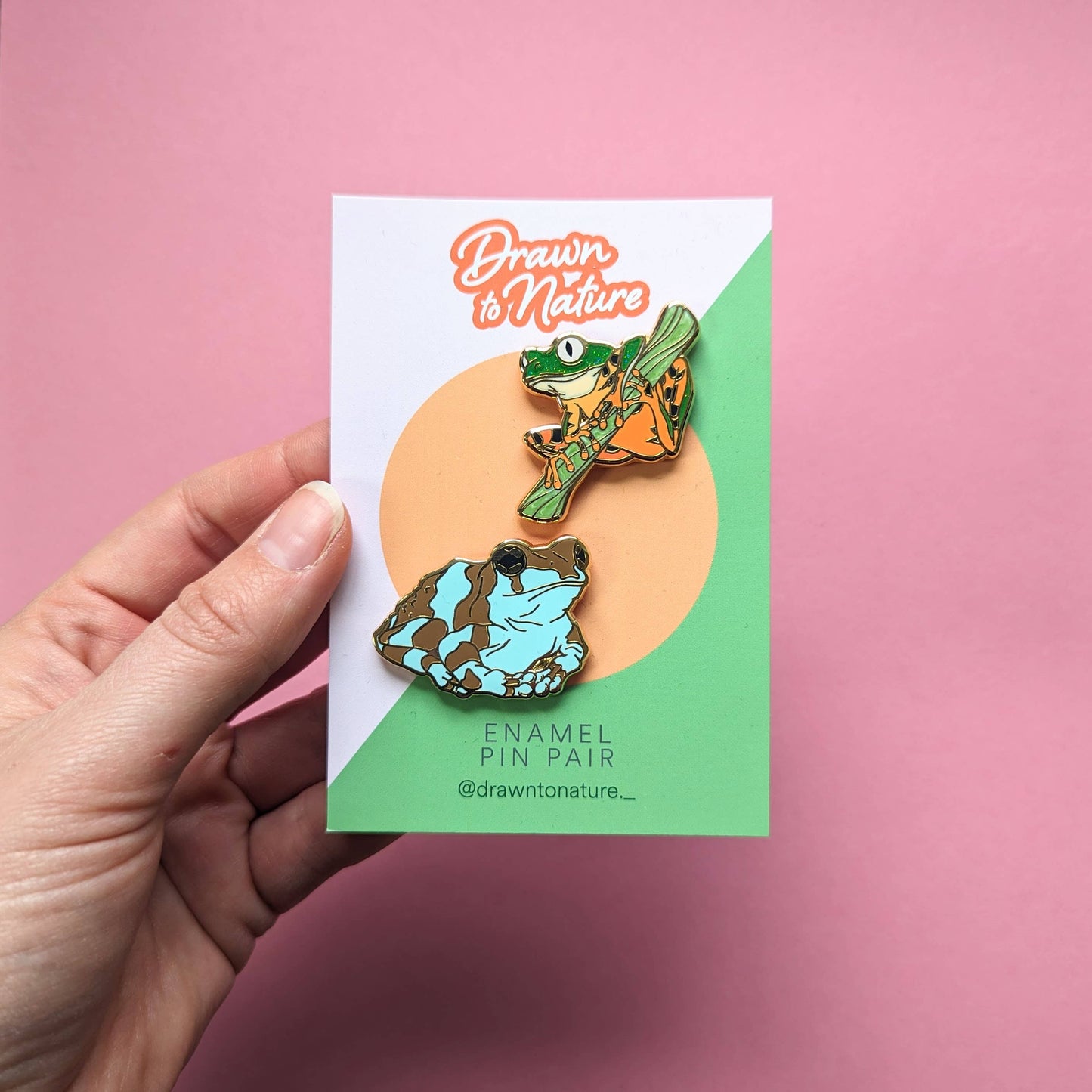 Frog Enamel Pin Pair - Tree Frog & Milk Frog - Nature Pins