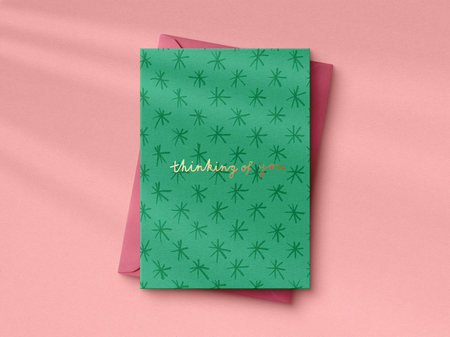 Green Stars Thinking of You - A6 Card