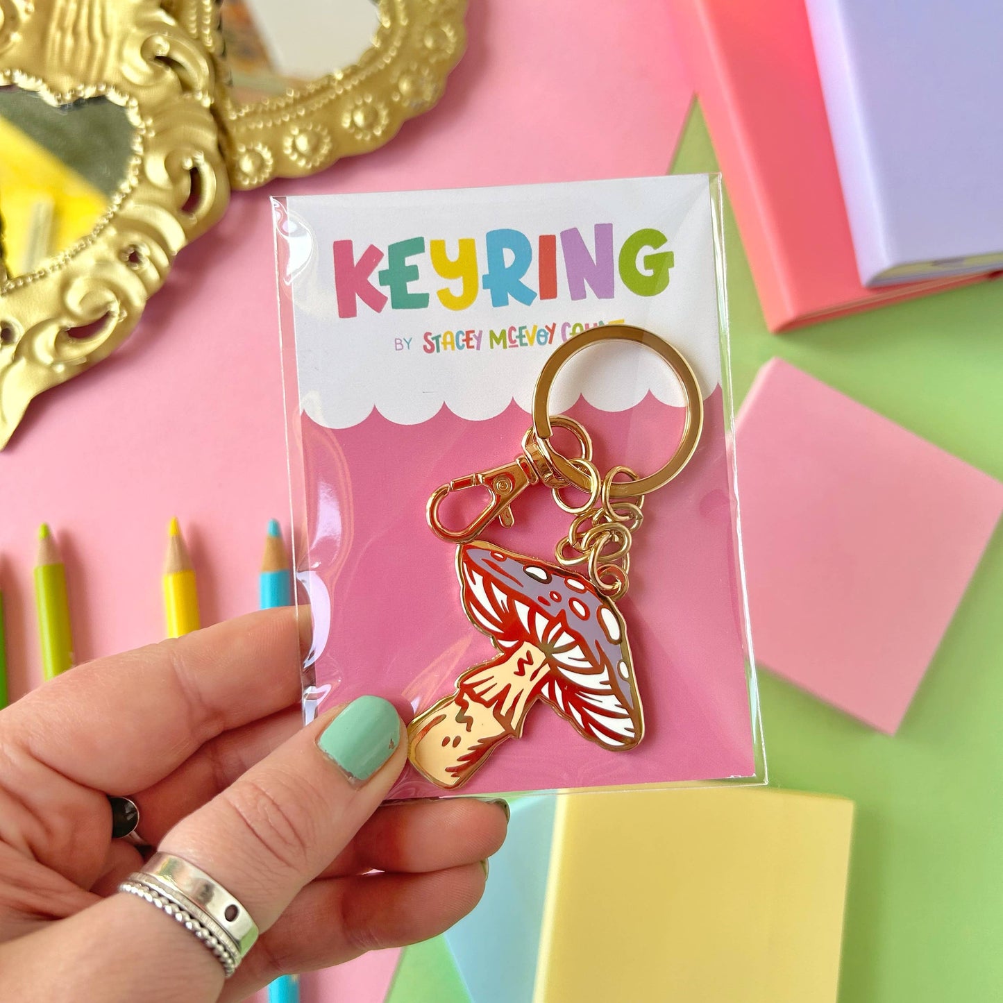 Lilac Mushroom - Keyring