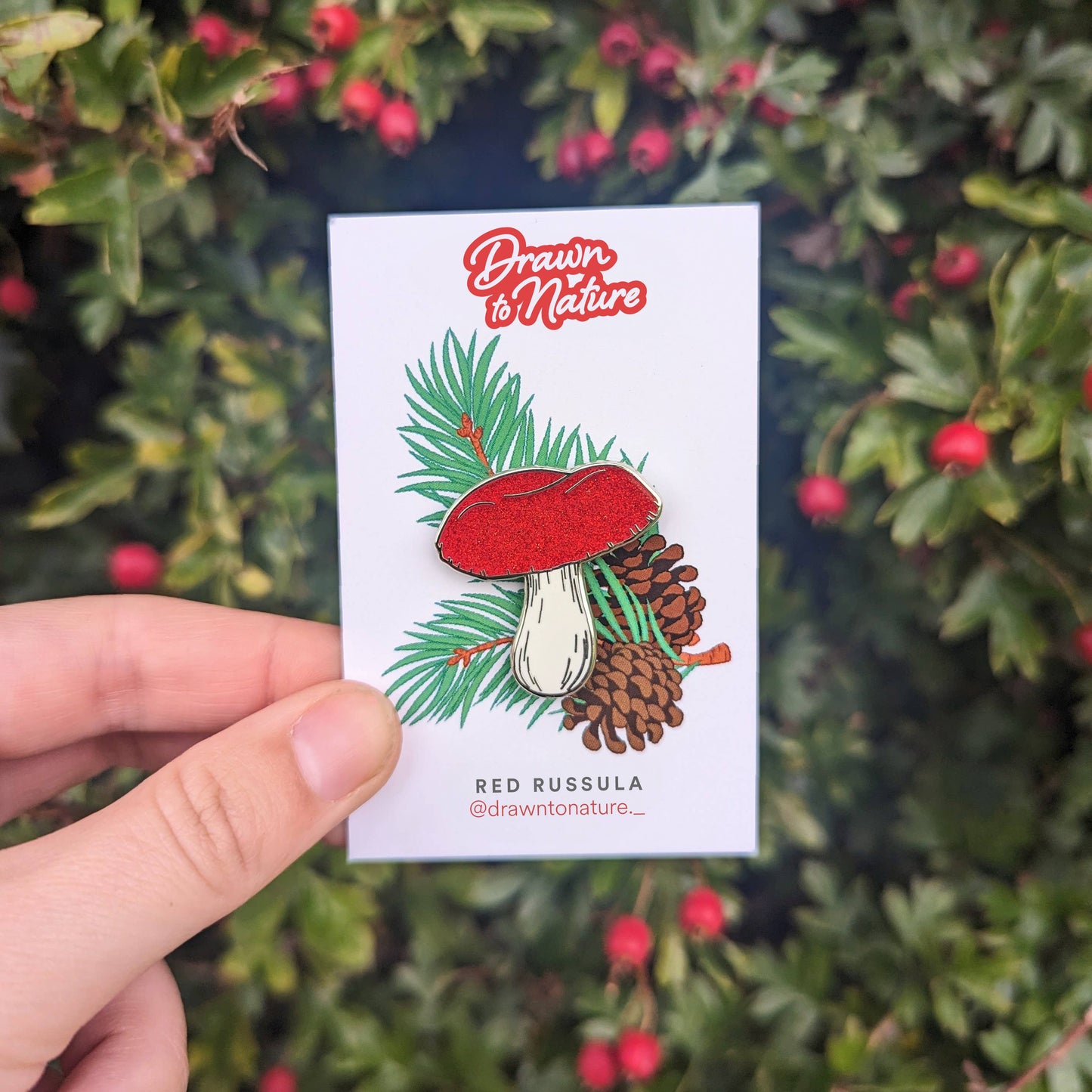 Glitter Mushroom Pin Pair - Toadstool Enamel Pins