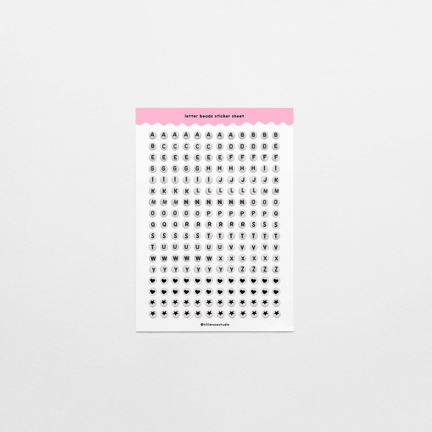 Letter Bead Clear Vinyl - Sticker Sheet