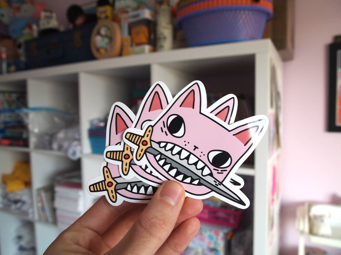 Pink Cat Face - Sticker