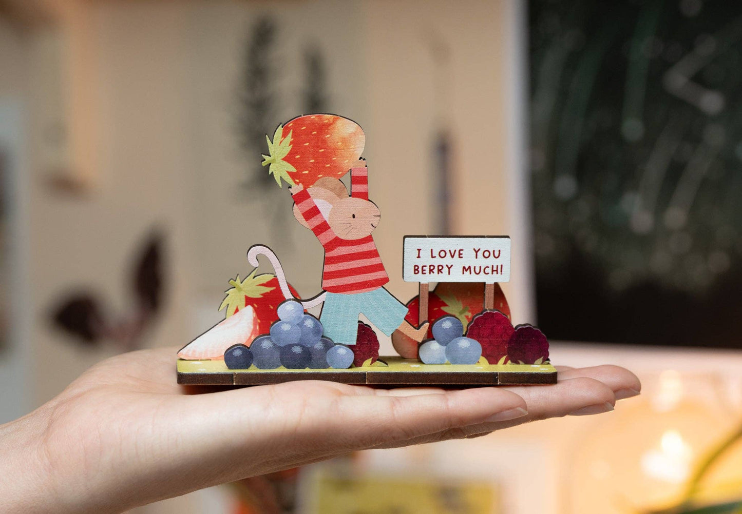 I Love You Berry Much - Mouse - Pop Out Card