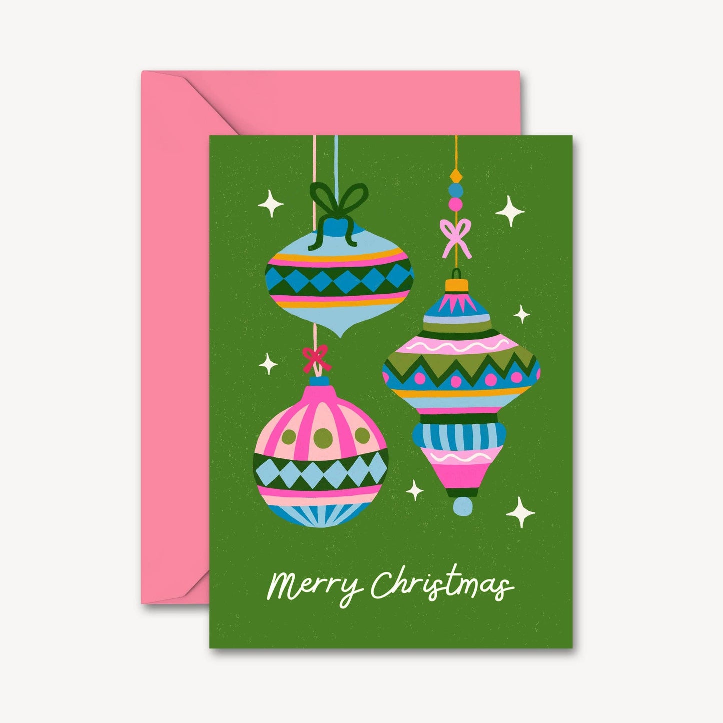 Merry Christmas Baubles - A6 Christmas Card