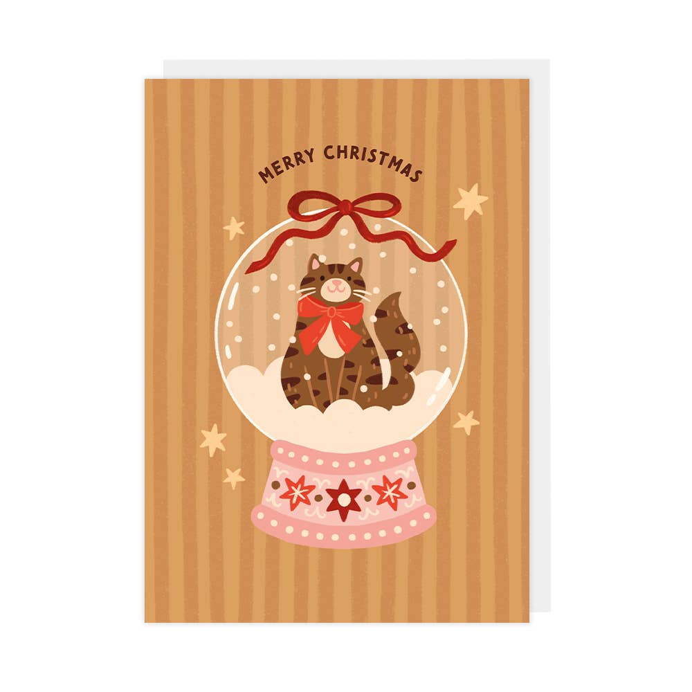 Snow Globe & Cute Cat - A6 Christmas Card