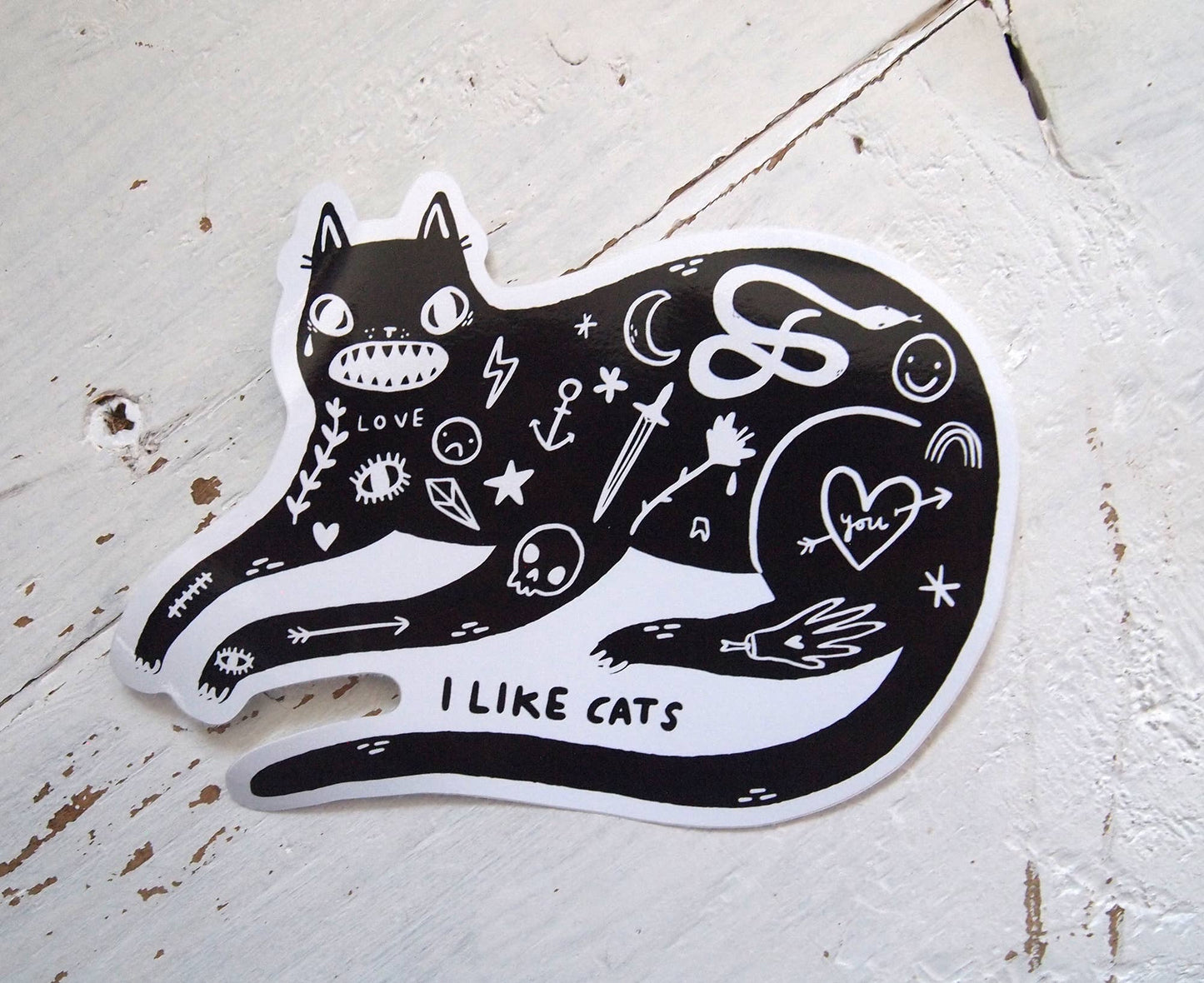 Black Tattoo Cat - Sticker