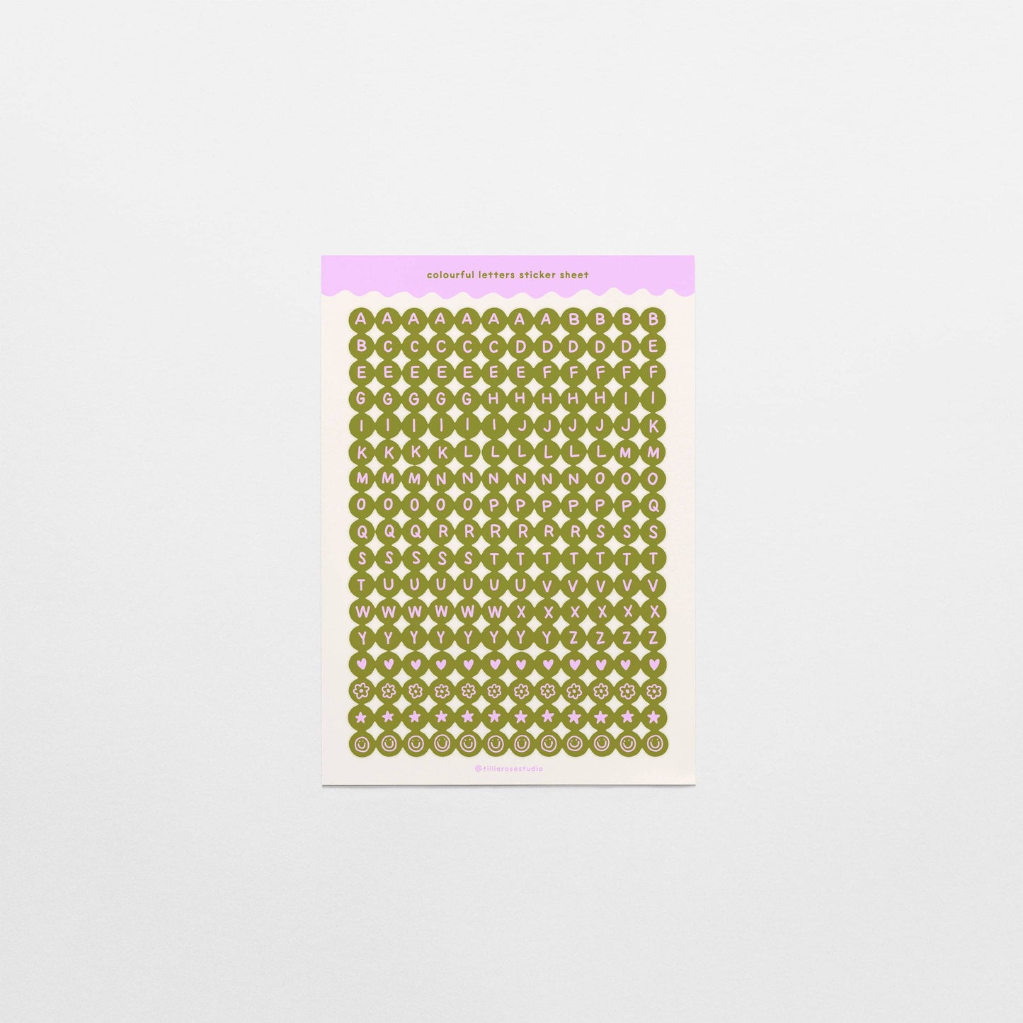 Khaki and Lilac Letter Bead - Sticker Sheet