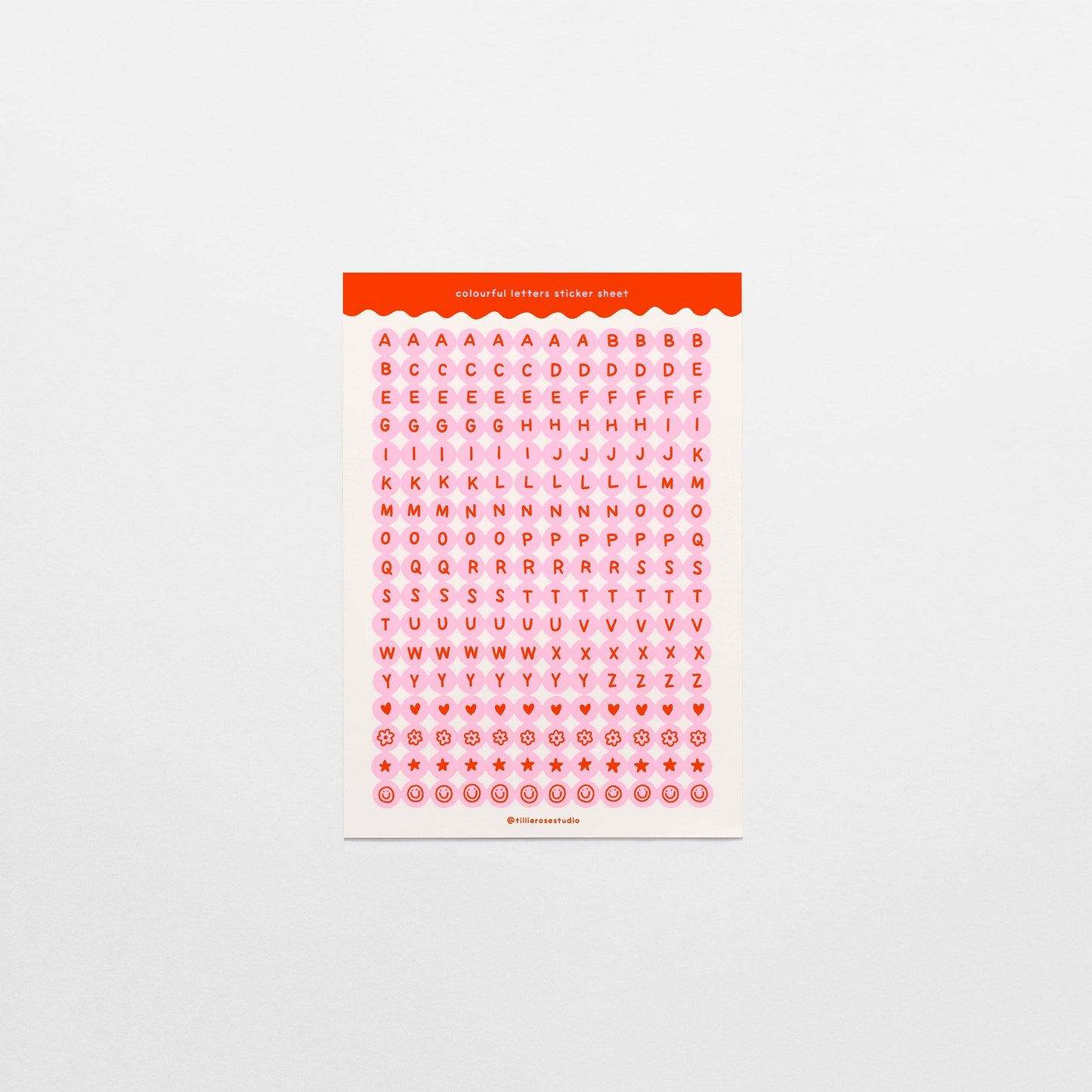 Pink and Red Letter Bead - Sticker Sheet