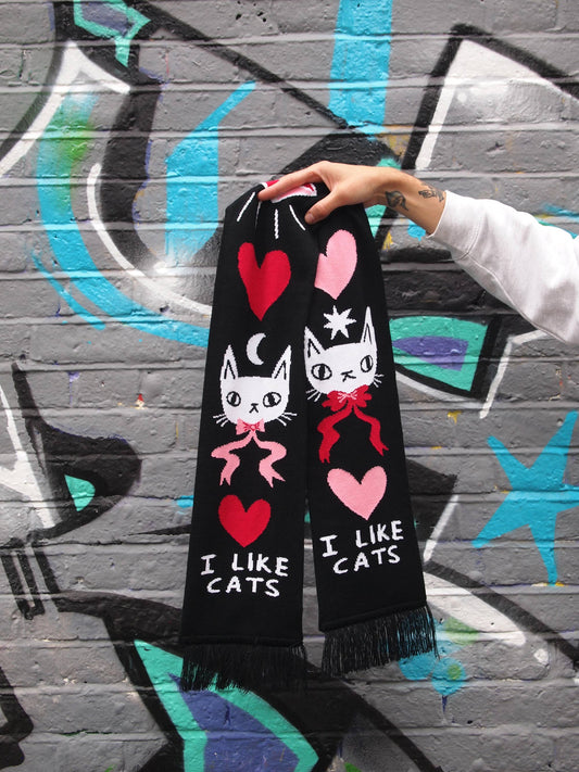 I Like Cats - Knitted Scarf