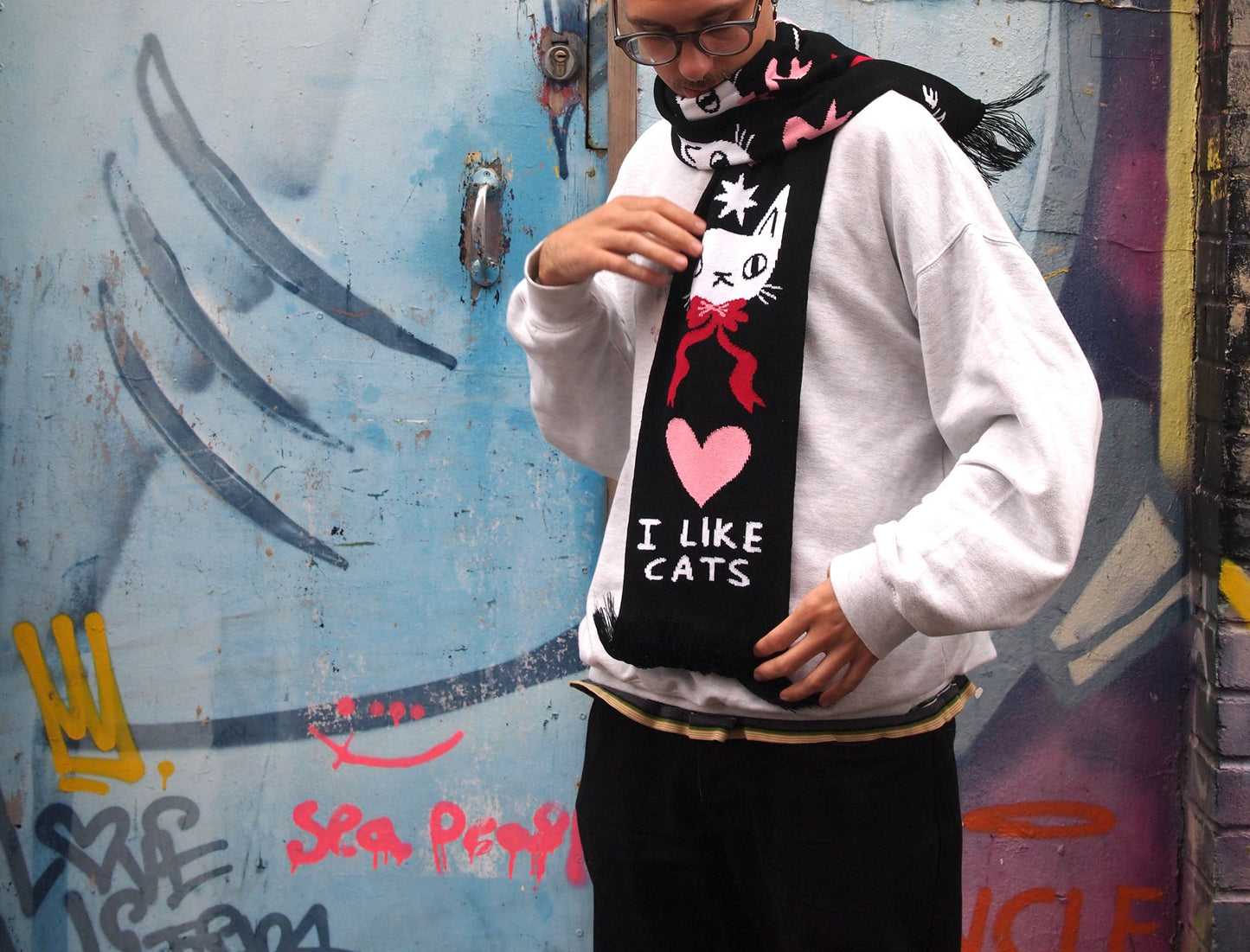 I Like Cats - Knitted Scarf