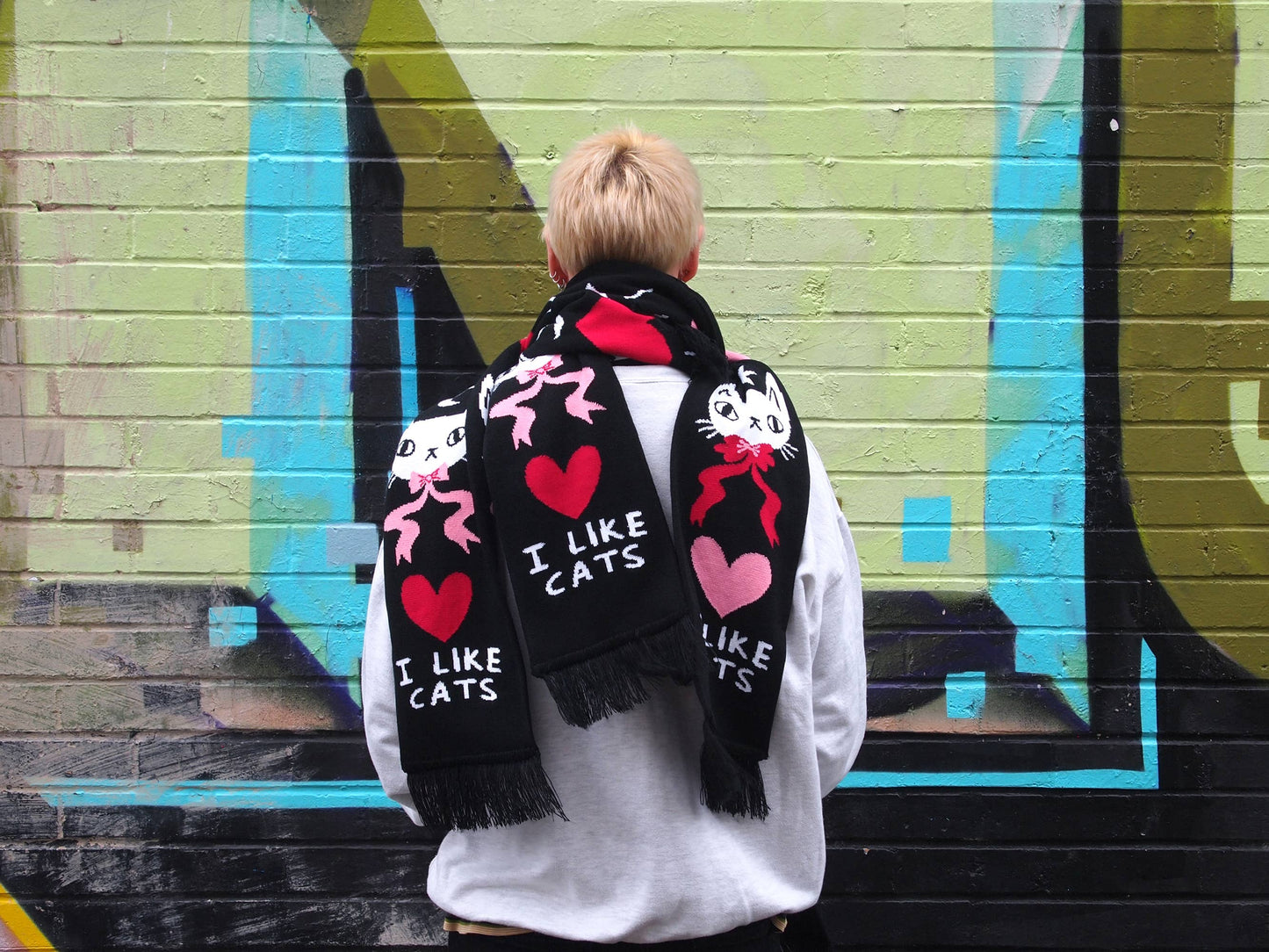 I Like Cats - Knitted Scarf