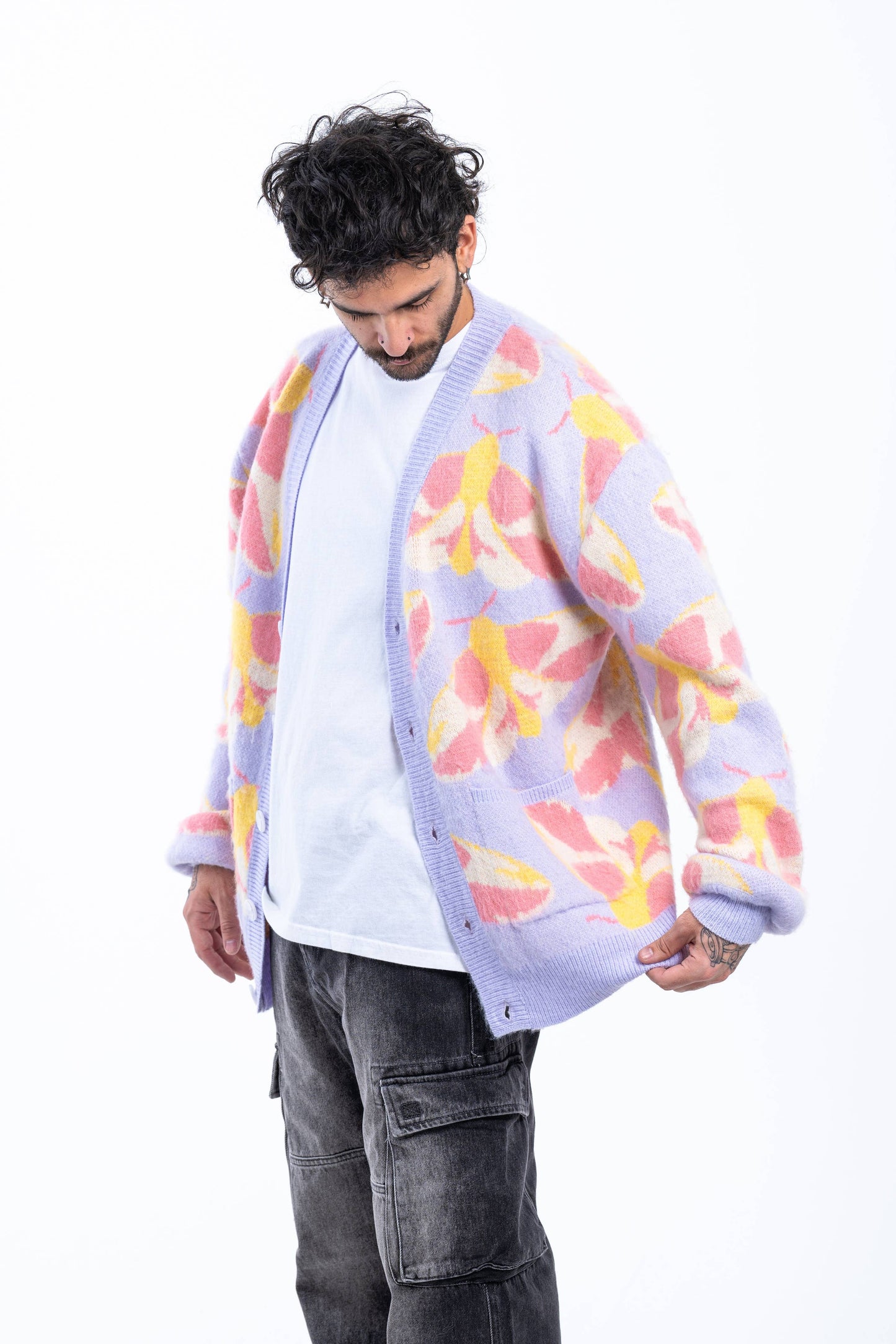 Fuzzy Rosy Maple Moth - Cardigan