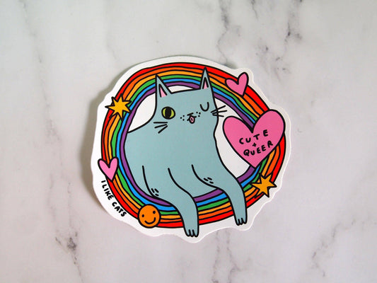 Cute Queer Cat Rainbow - Sticker