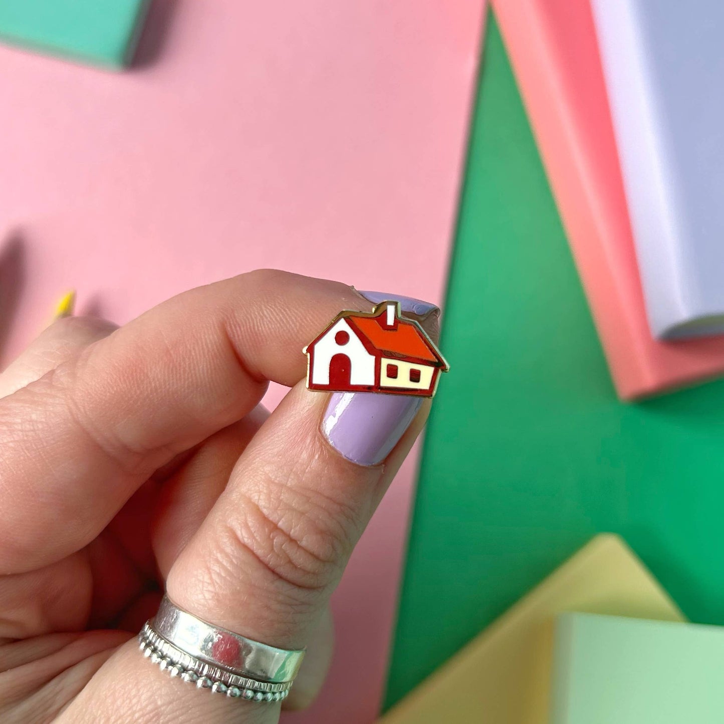 Tiny Tree and House - Enamel Pin Set