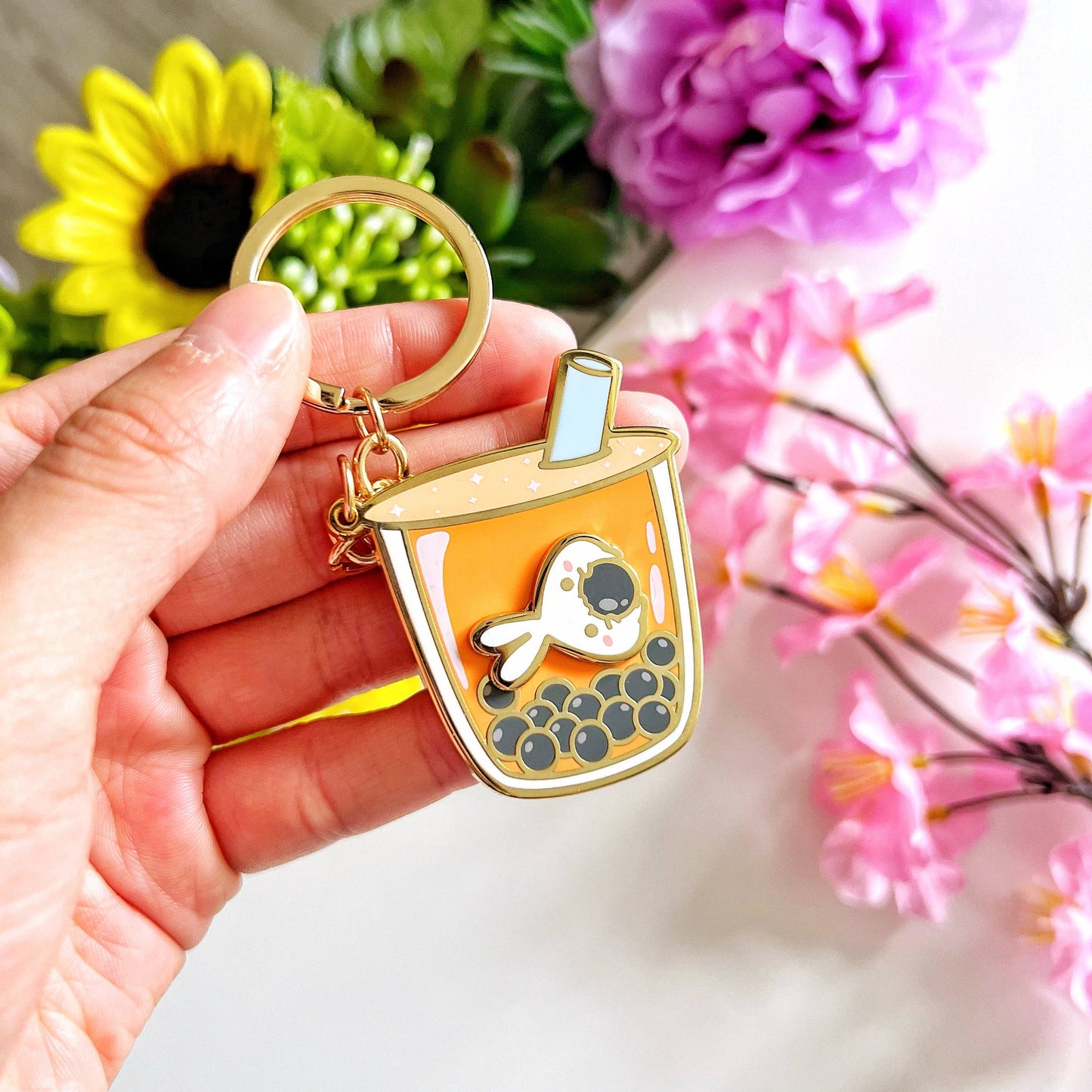 Lil' Thai Boba Milk Tea (Interactive Spinner) - Keyring