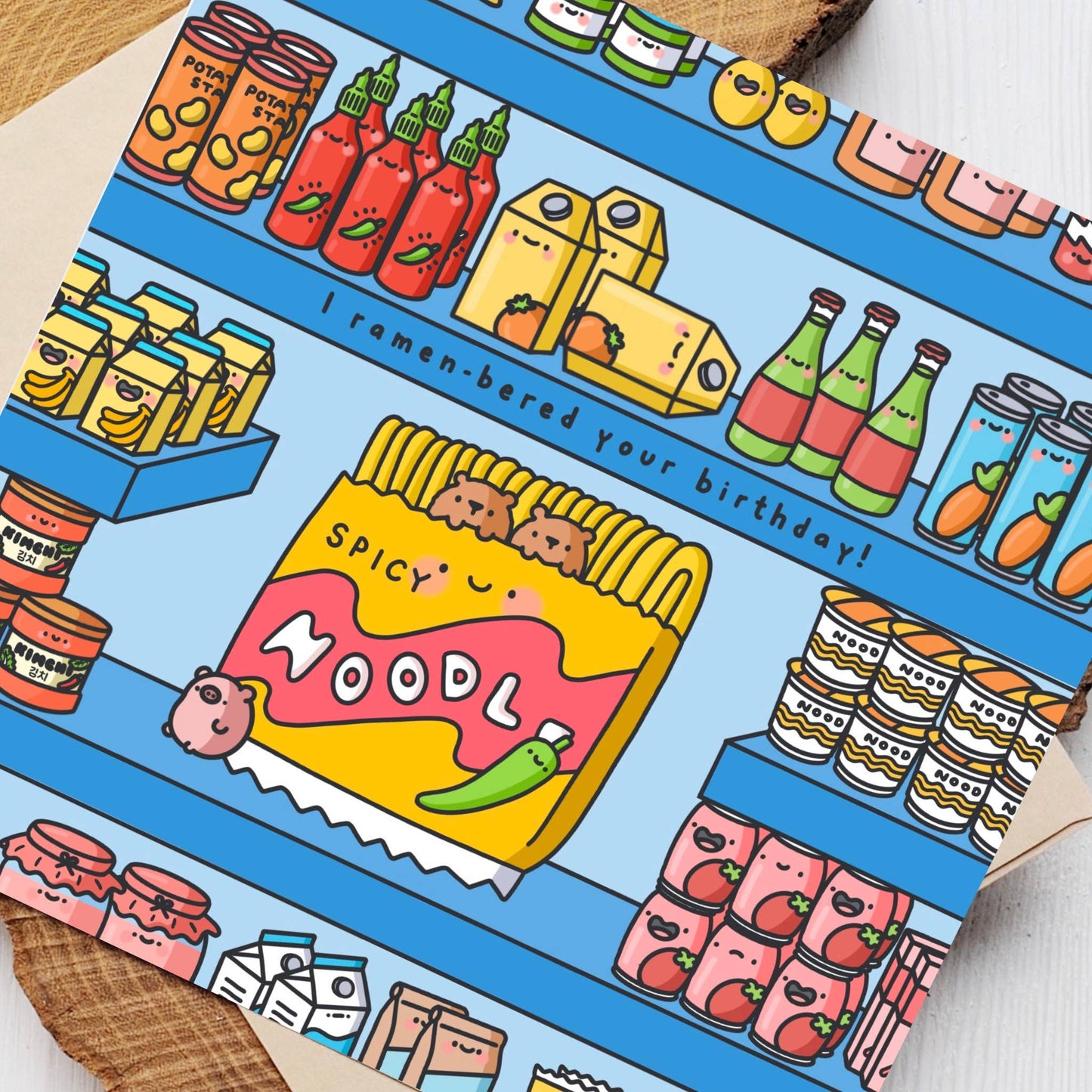 Cute Spicy Noodles - Square Card