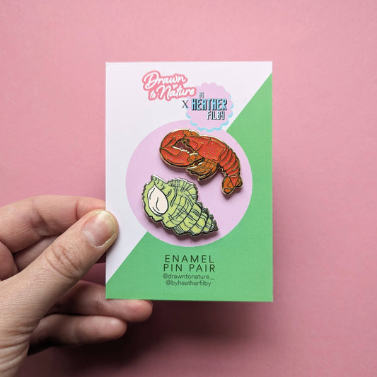 Lobster & Shell - Enamel Pin Pair