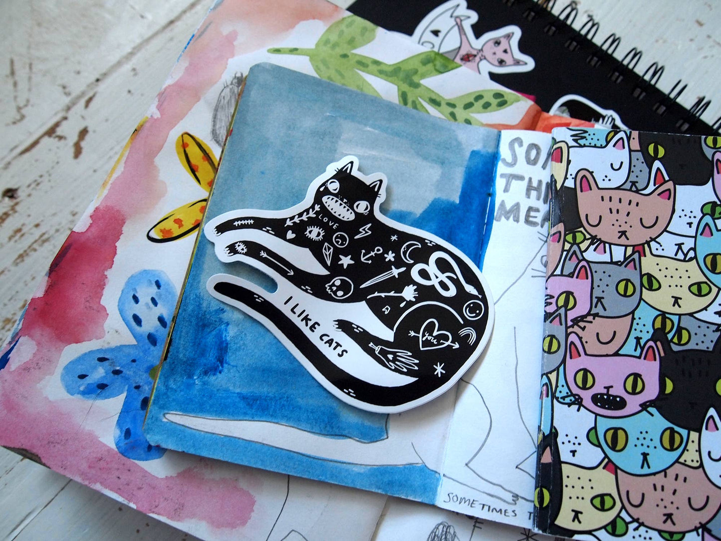 Black Tattoo Cat - Sticker