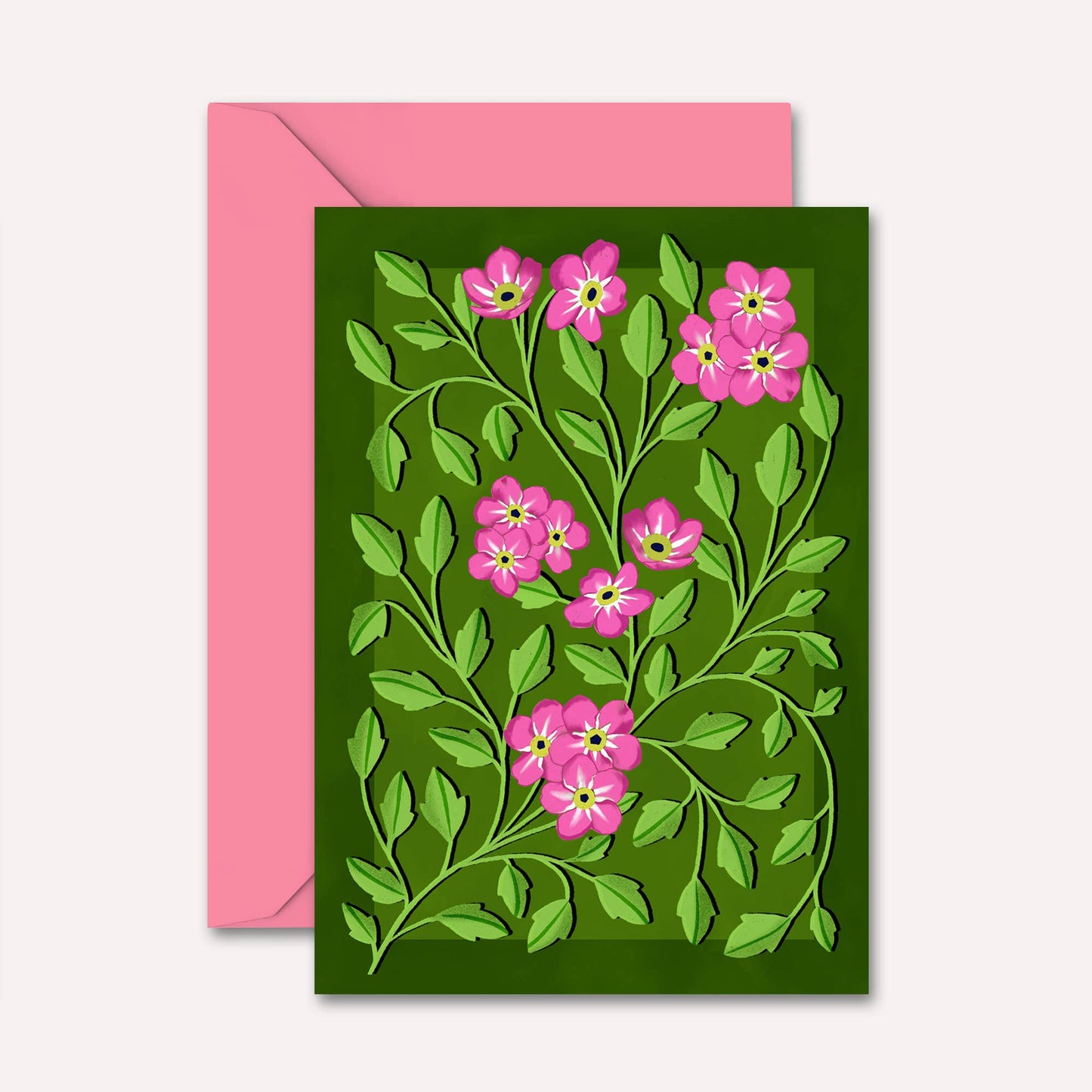 Botanical Pink & Green - A6 Card