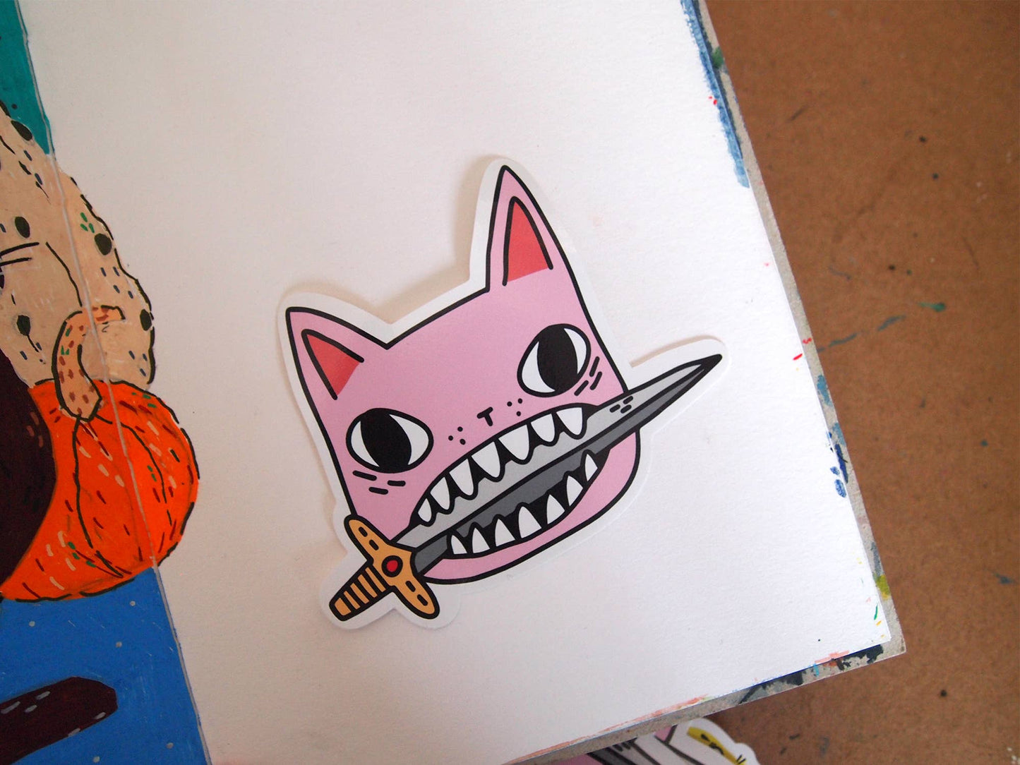 Pink Cat Face - Sticker