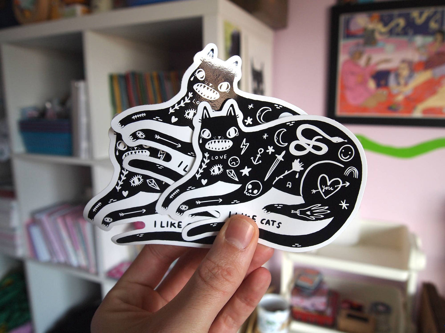 Black Tattoo Cat - Sticker