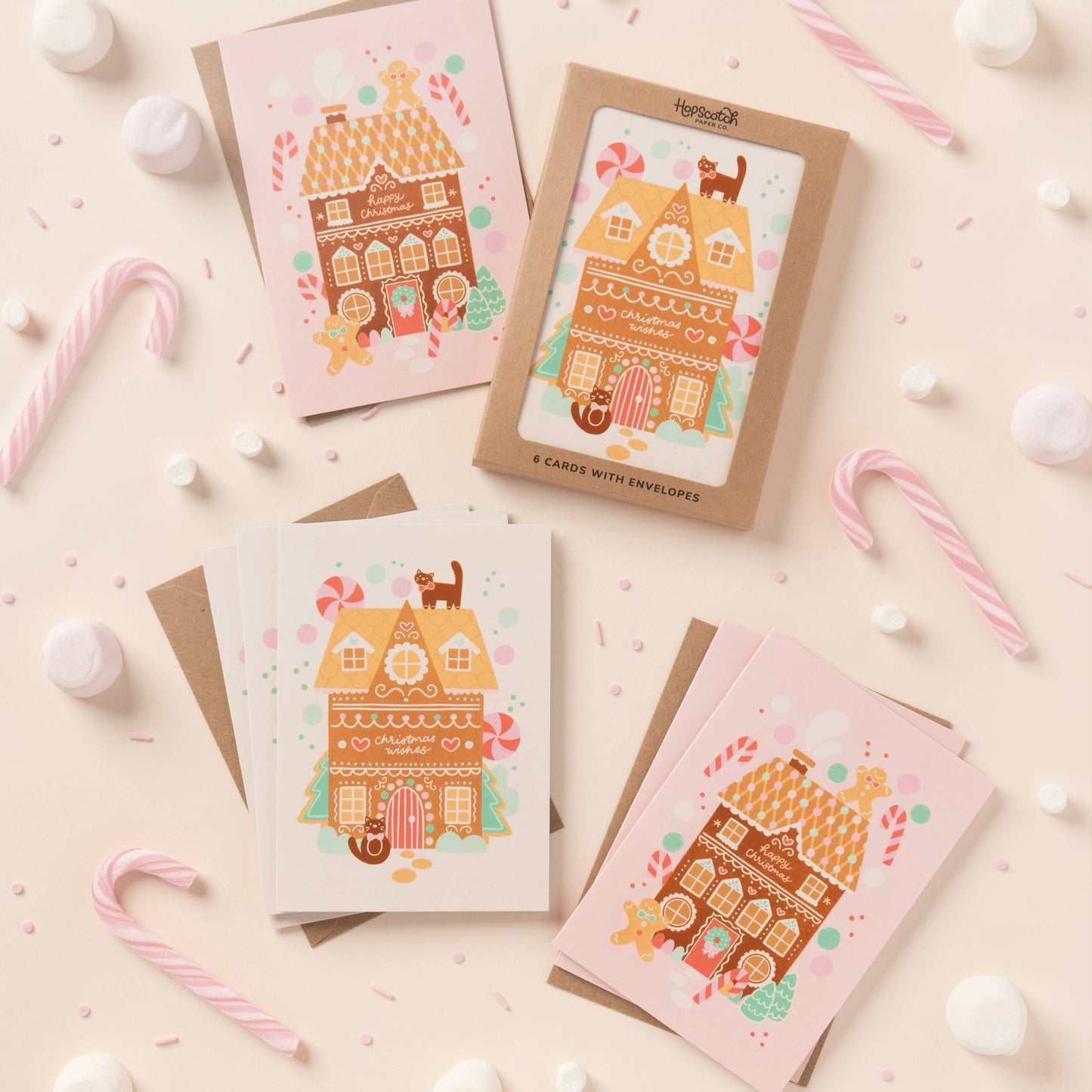Gingerbread & Cats - A6 Christmas Card