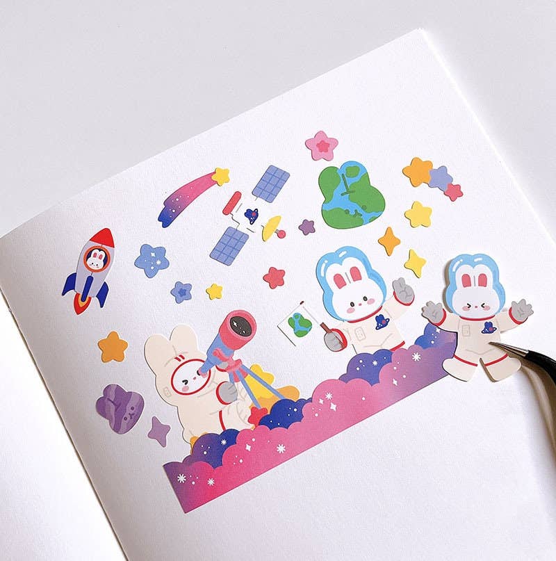 White Rabbit Goes to Space - Sticker Sheet