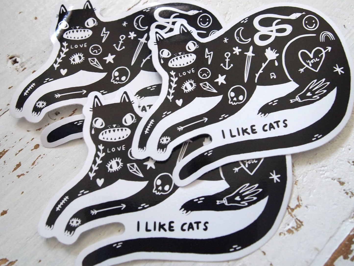 Black Tattoo Cat - Sticker