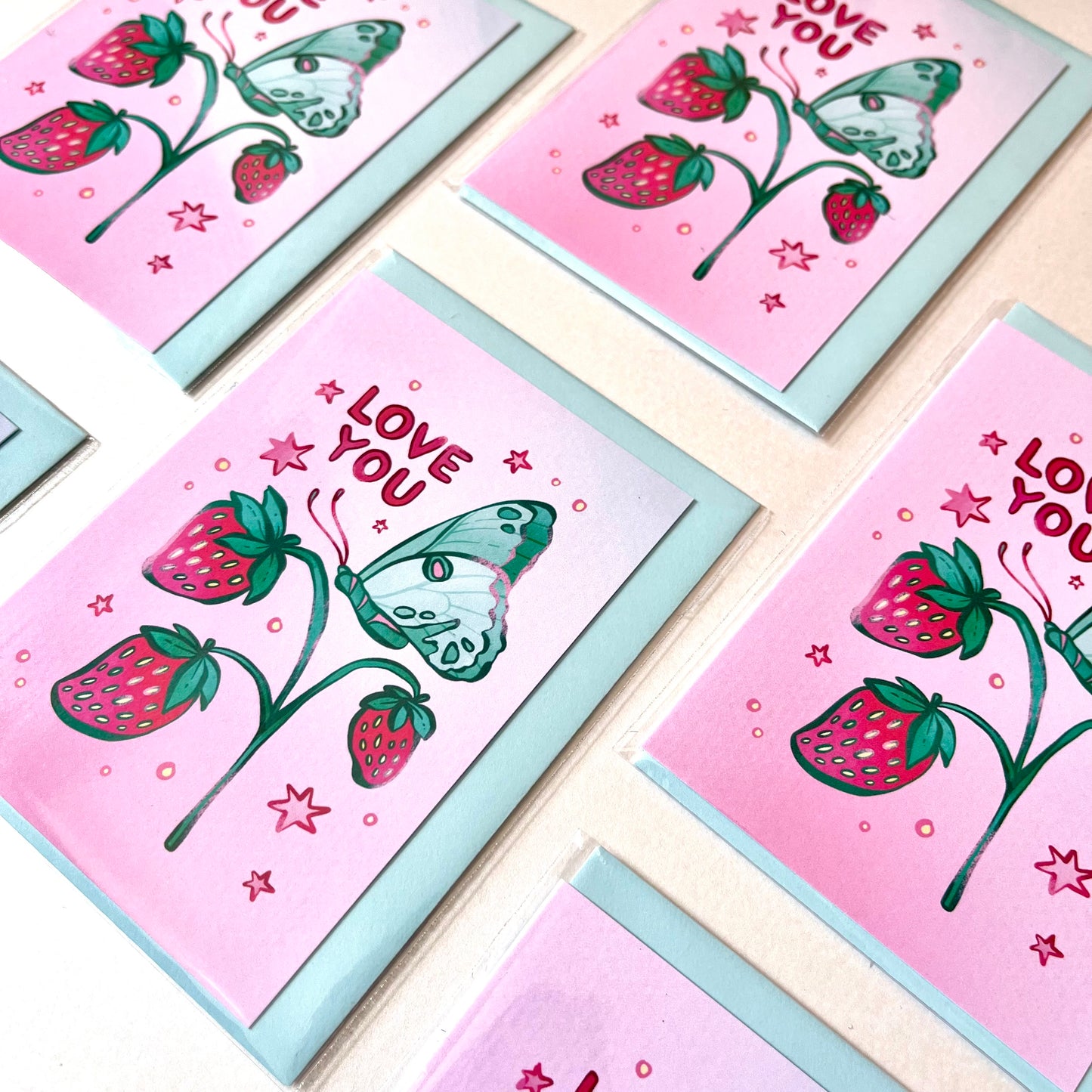 Butterfly & Strawberries - A7 Card