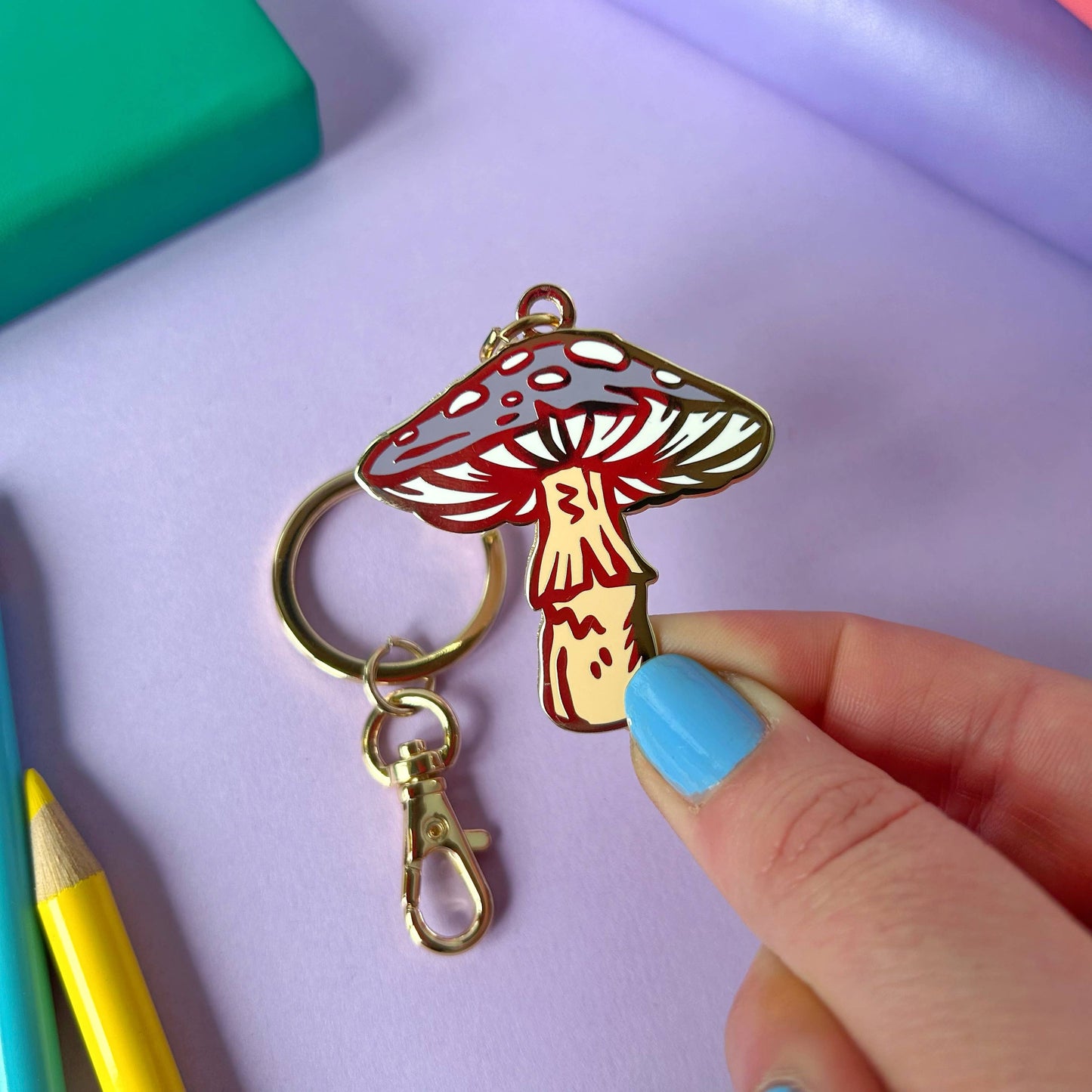 Lilac Mushroom - Keyring