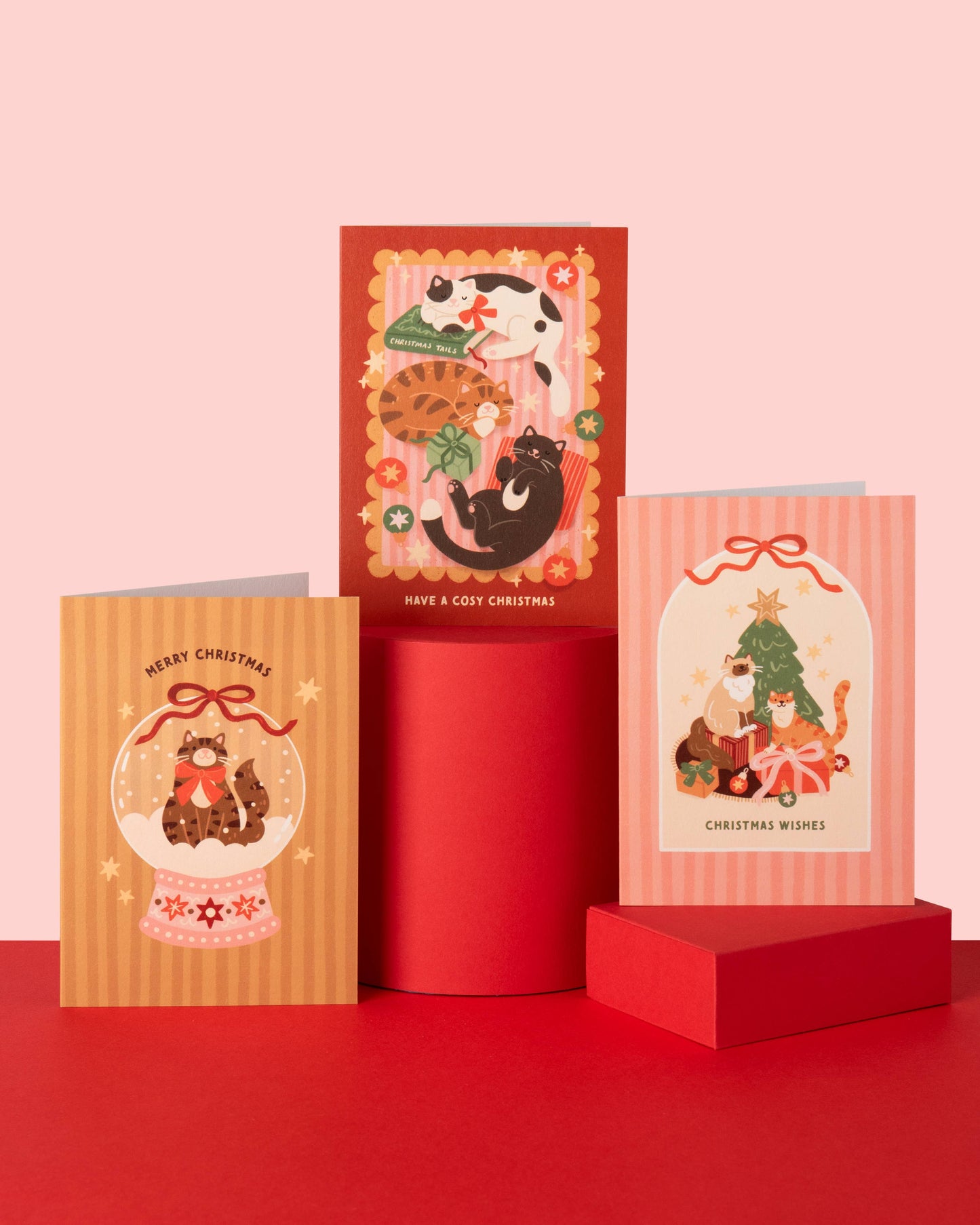 Christmas Tree & Cats - A6 Christmas Card