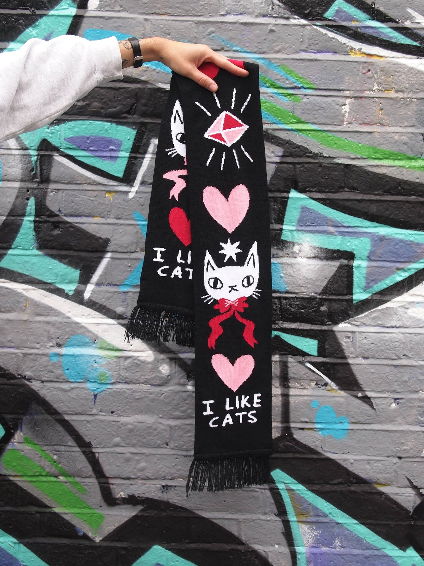 I Like Cats - Knitted Scarf