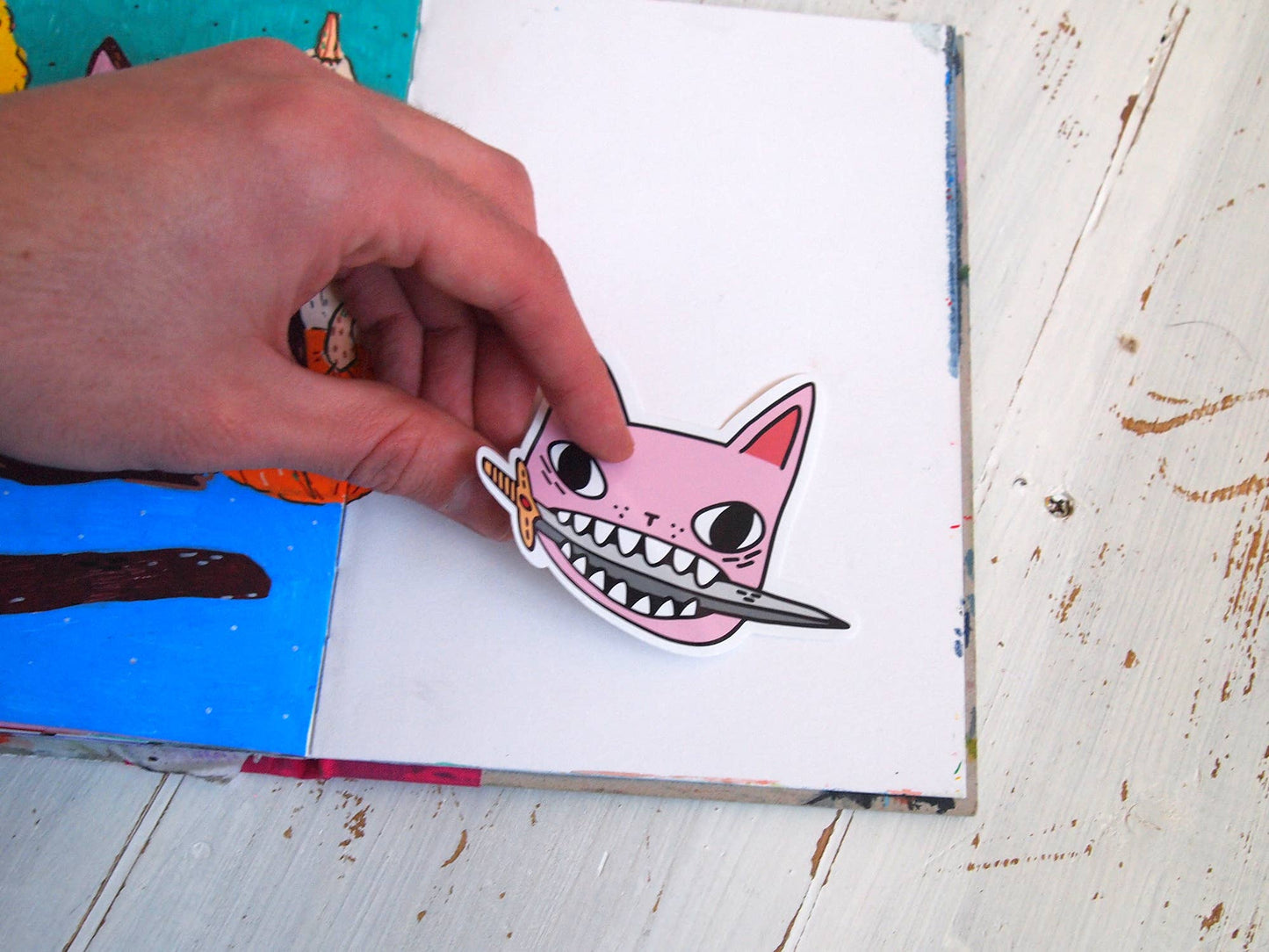 Pink Cat Face - Sticker