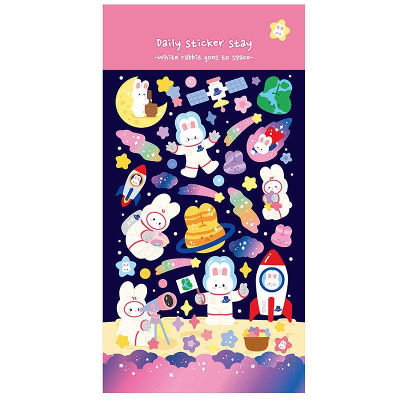 White Rabbit Goes to Space - Sticker Sheet