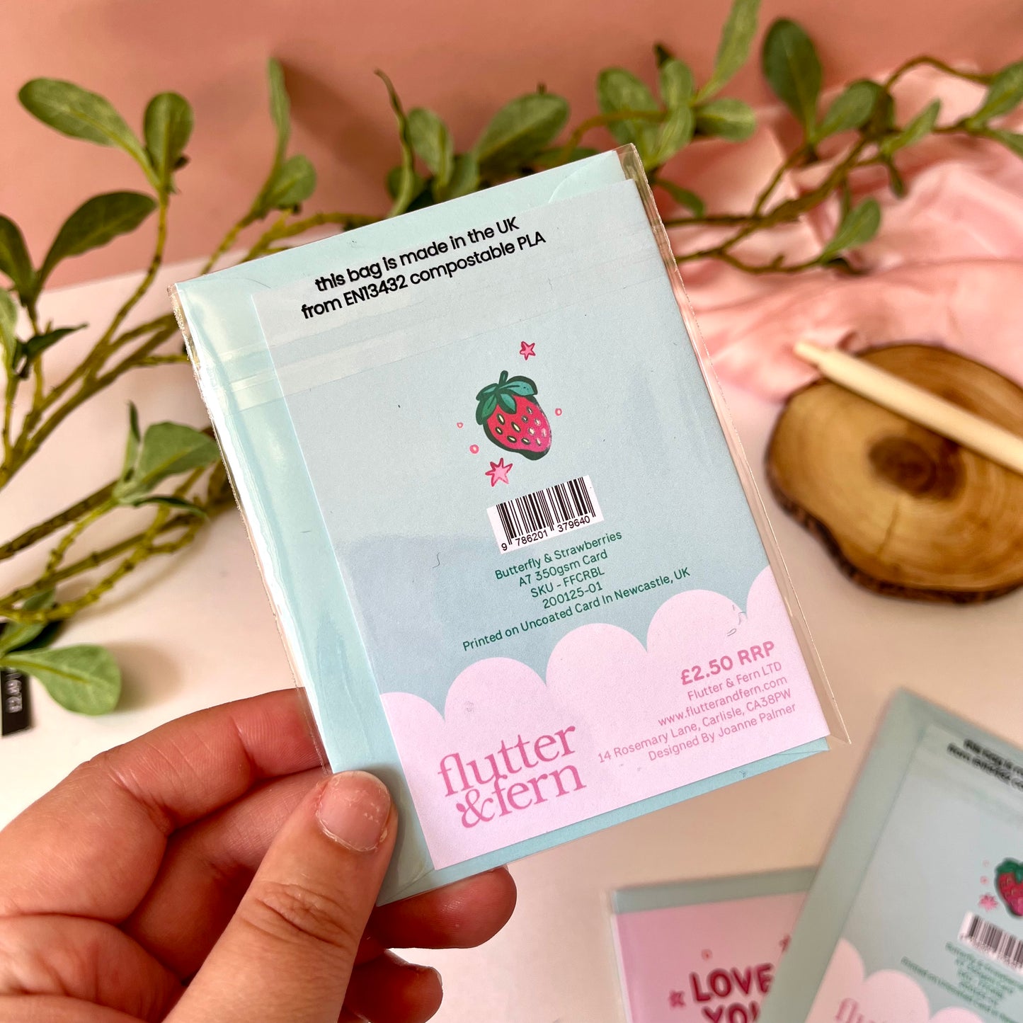 Butterfly & Strawberries - A7 Card