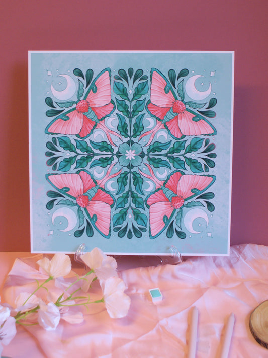 Whimsical Moths - Large - Square Art Print