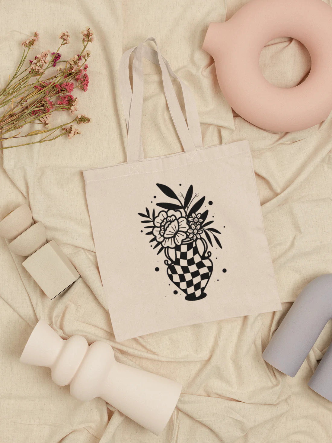 Checkerboard Vase - Tote Bag