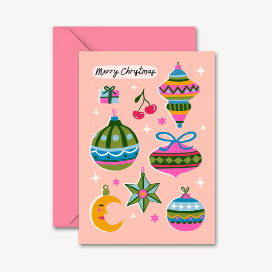 Merry Christmas Baubles - A6 Christmas Cards