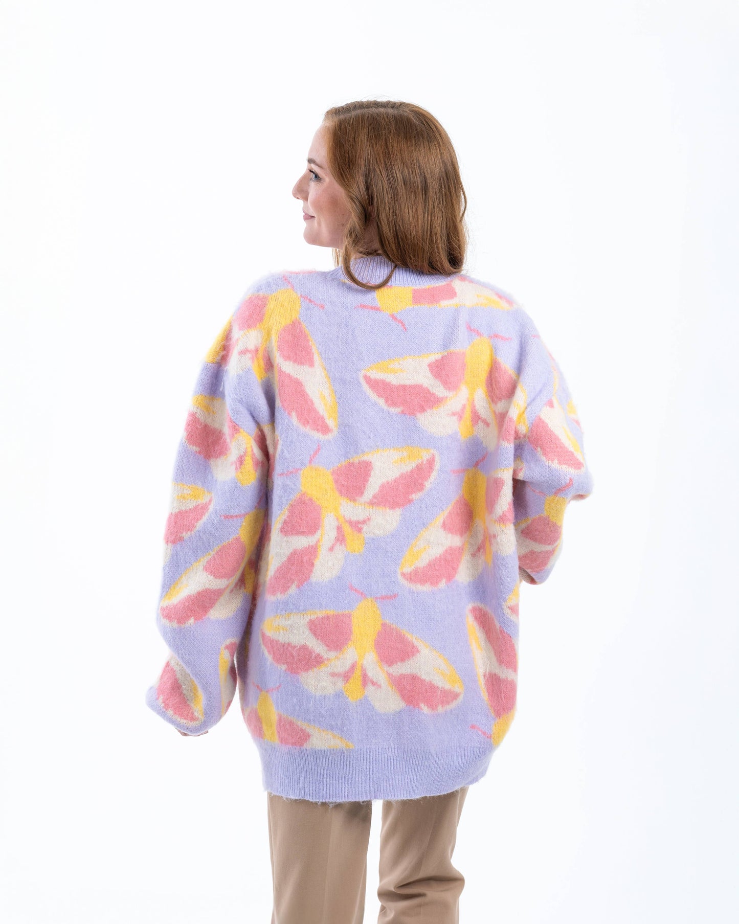 Fuzzy Rosy Maple Moth - Cardigan