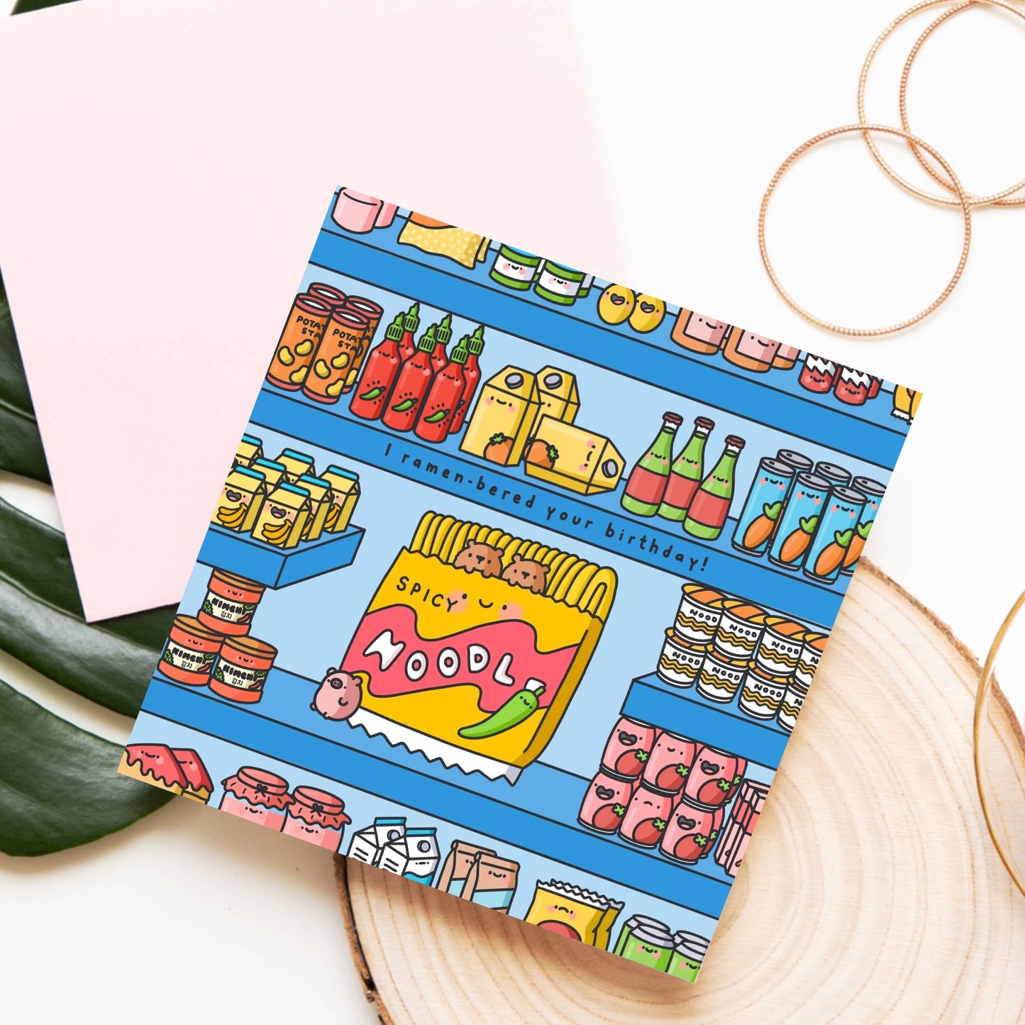 Cute Spicy Noodles - Square Card