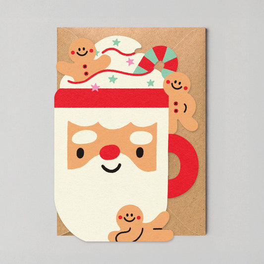 Santa Mug - Die Cut Christmas Card