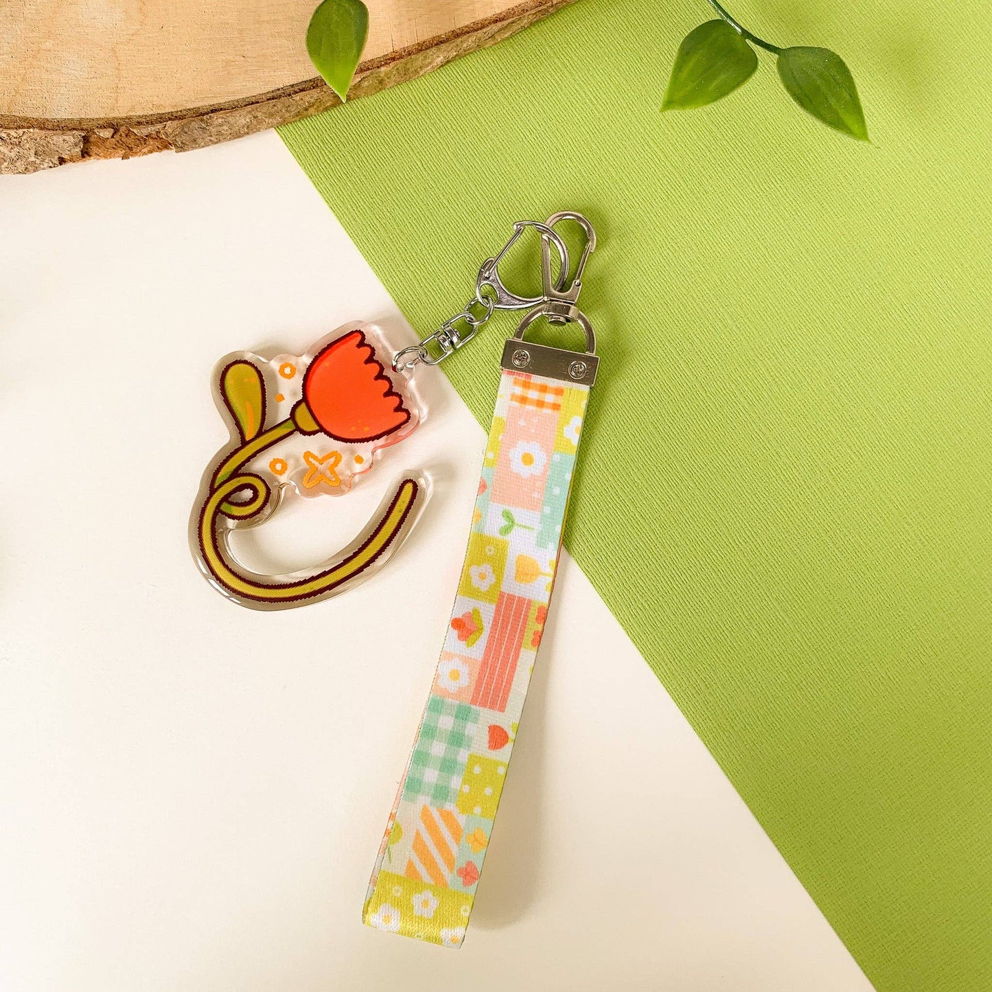 Spring Patchwork - Lanyard Keychain