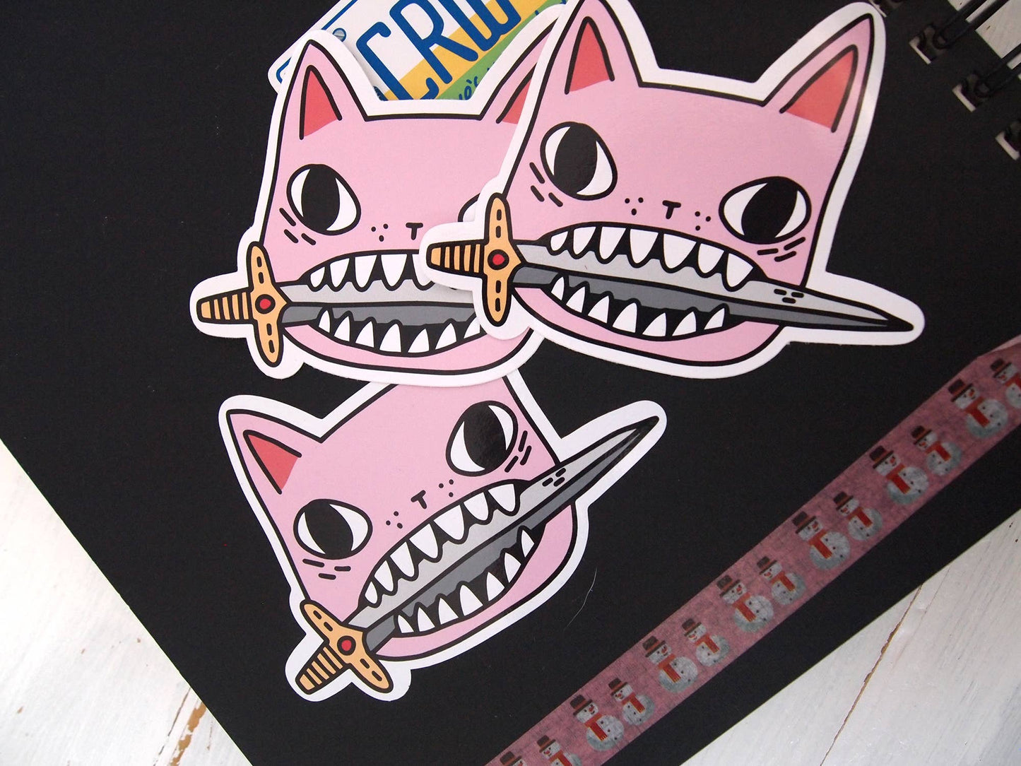 Pink Cat Face - Sticker