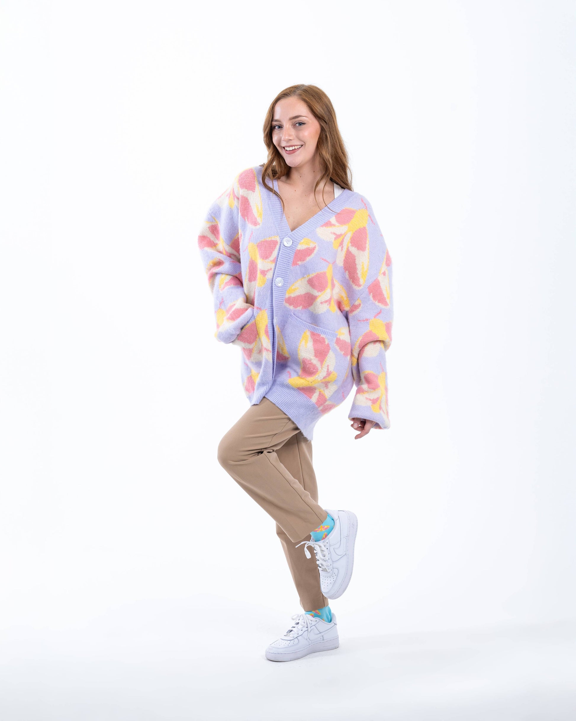 Fuzzy Rosy Maple Moth - Cardigan