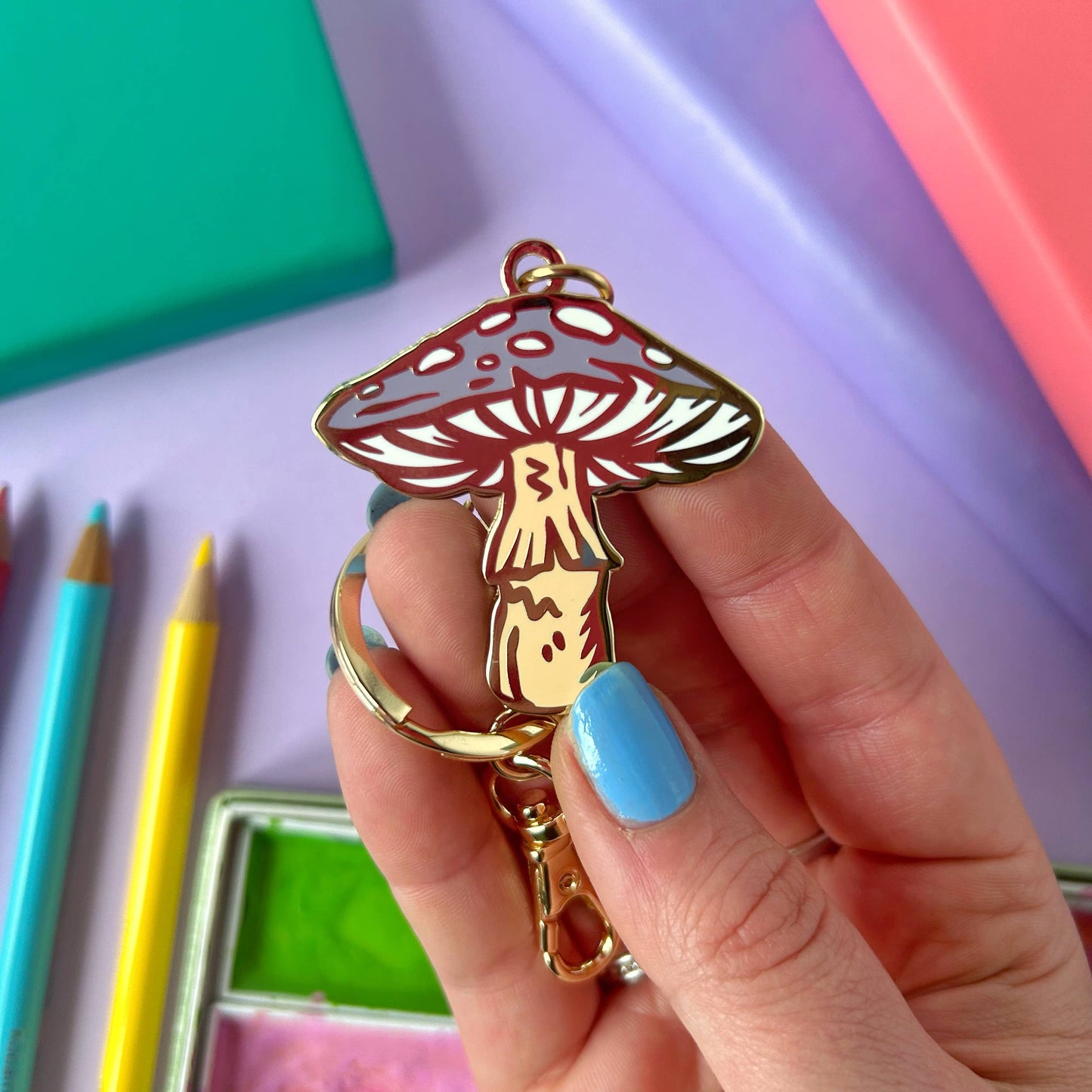 Lilac Mushroom - Keyring