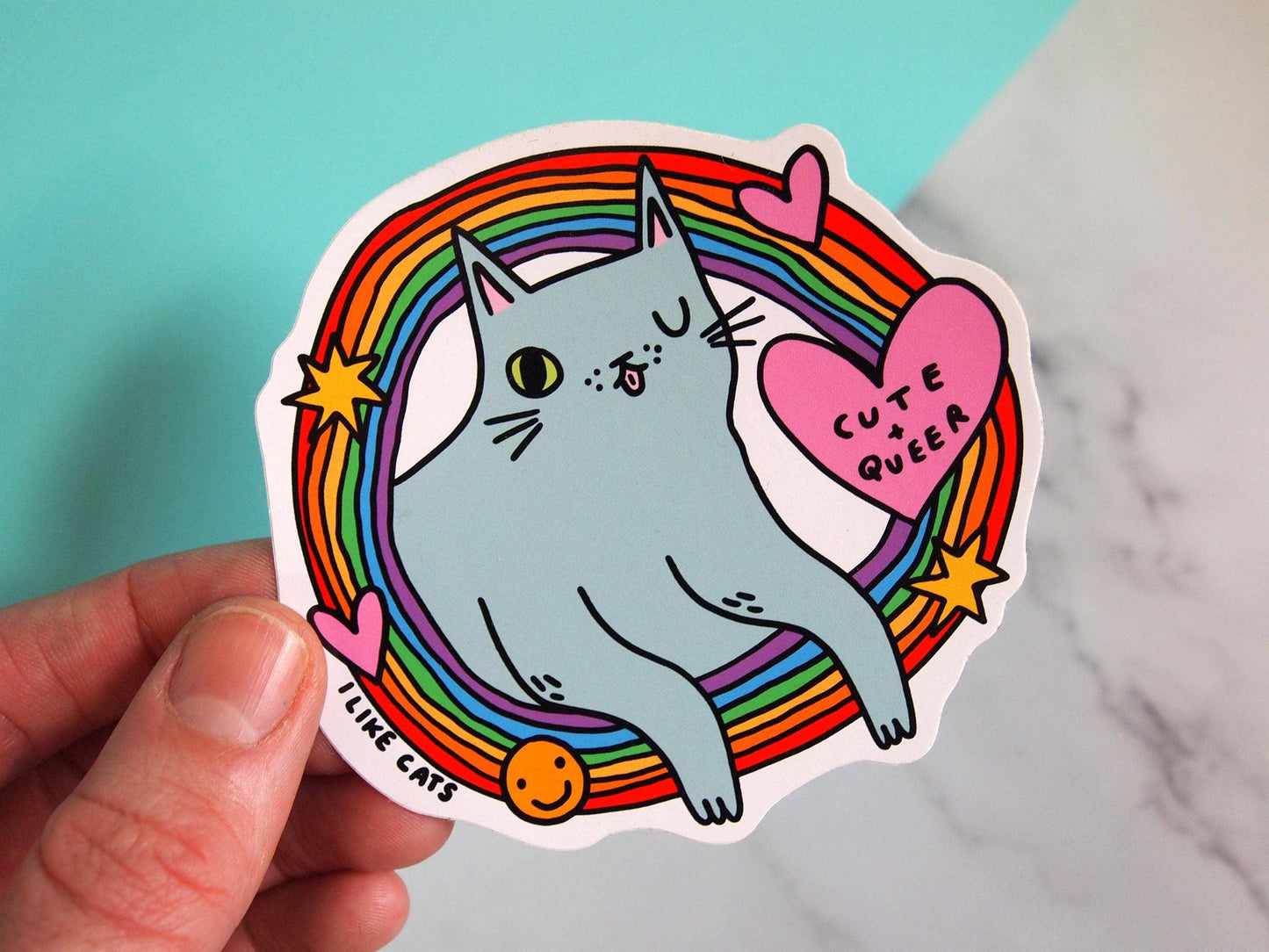 Cute Queer Cat Rainbow - Sticker