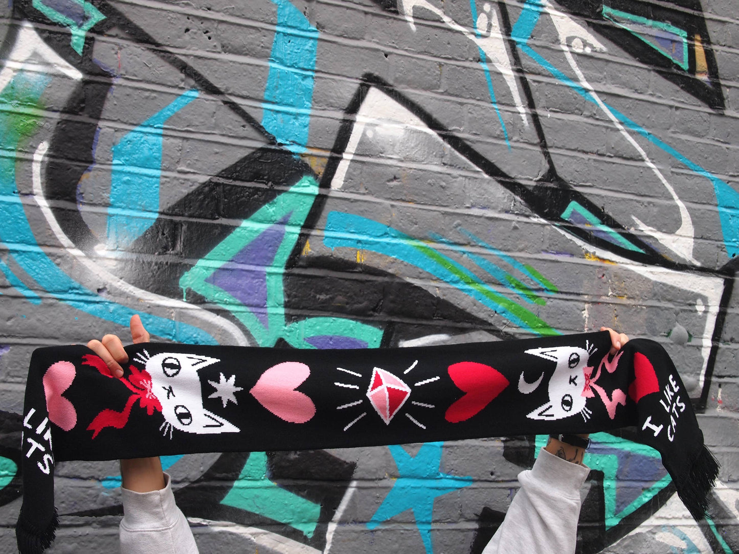 I Like Cats - Knitted Scarf